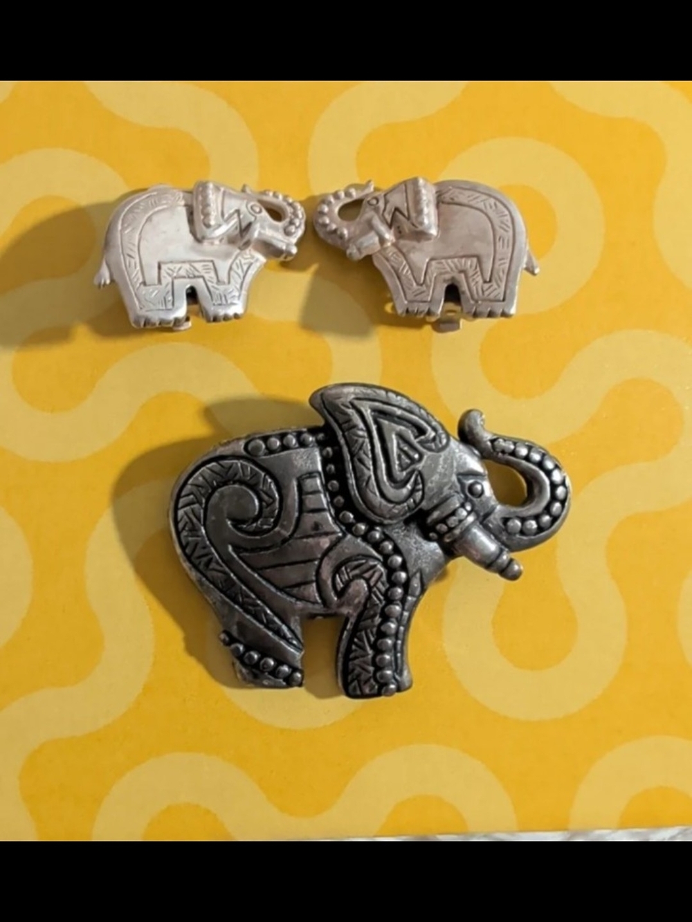 Vintage Newpro Elephant Brooch/Clip On Earring Bundle